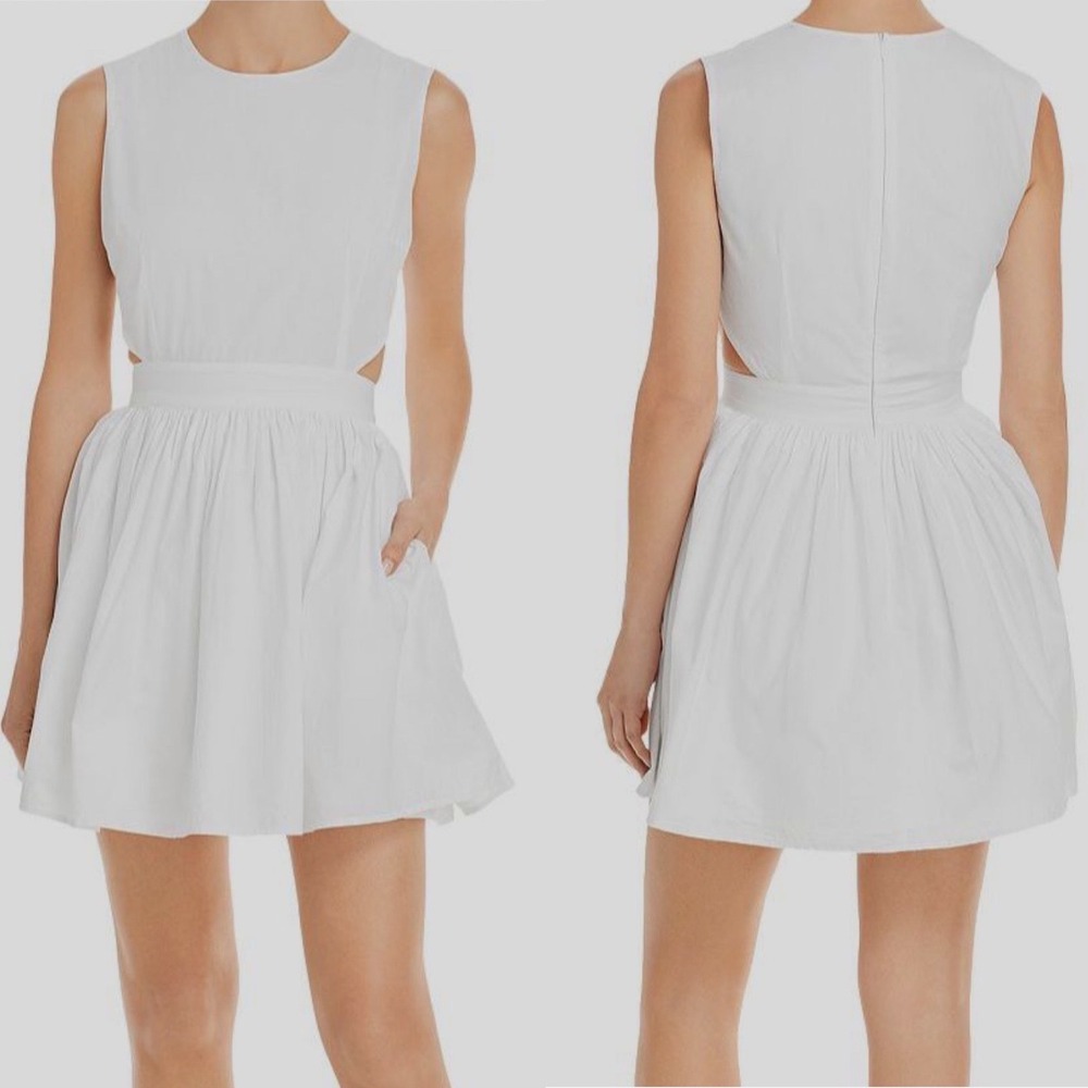 French‎ Connection White Organic Cotton Cut-Out Mini Dress 71SFZ Size 2 NEW